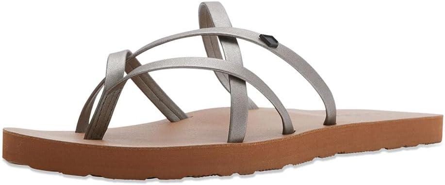 image:imageVolcom womens New School Strappy Flip Flop Sandal Flat Slide With Comfort Foam FootbedOld Gold