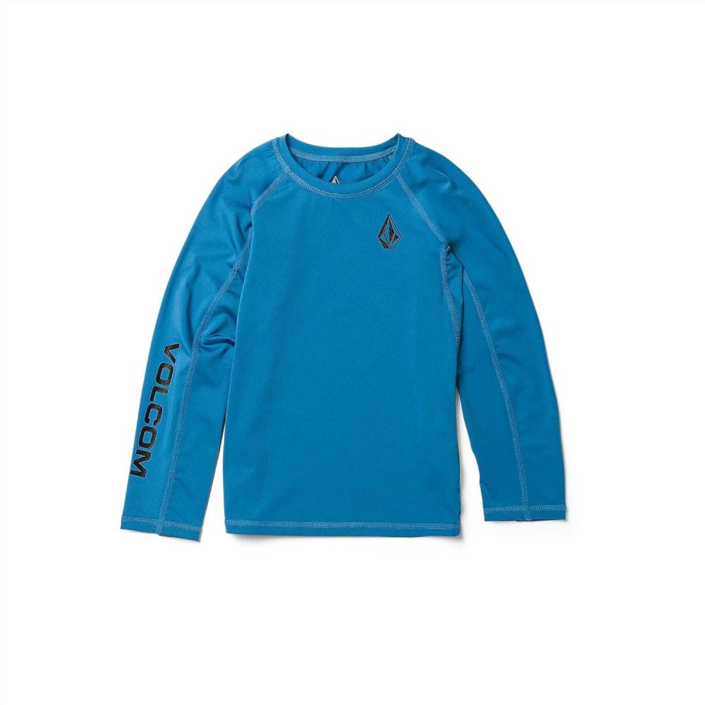 image:imageVolcom Boys Lido Solid Lycra Long Sleeve Rashguard 50 Uv ProtectionTidal Blue