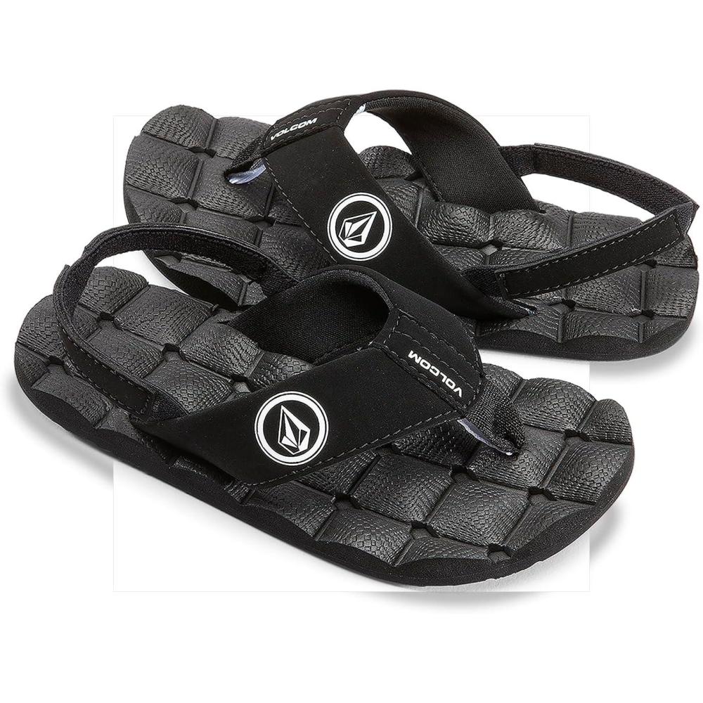 image:imageVolcom Boys Recliner Little Youth Heel Strap SandalsBlack White New