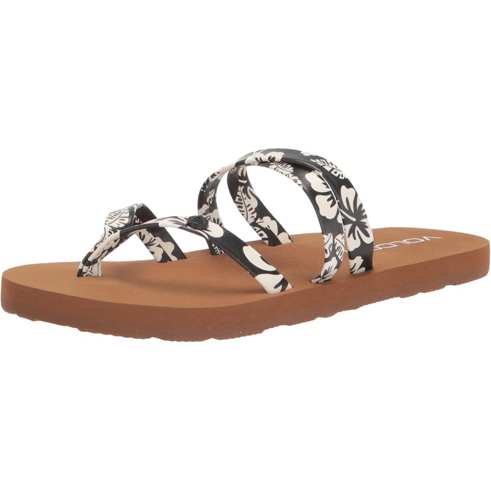 image:imageVolcom Girls Easy Breezy Big Girls Thong Flip Flip SandalsBlack White