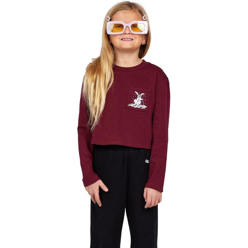 image:imageVolcom Girls Pocket Dial Long Sleeve TeeBurgundy