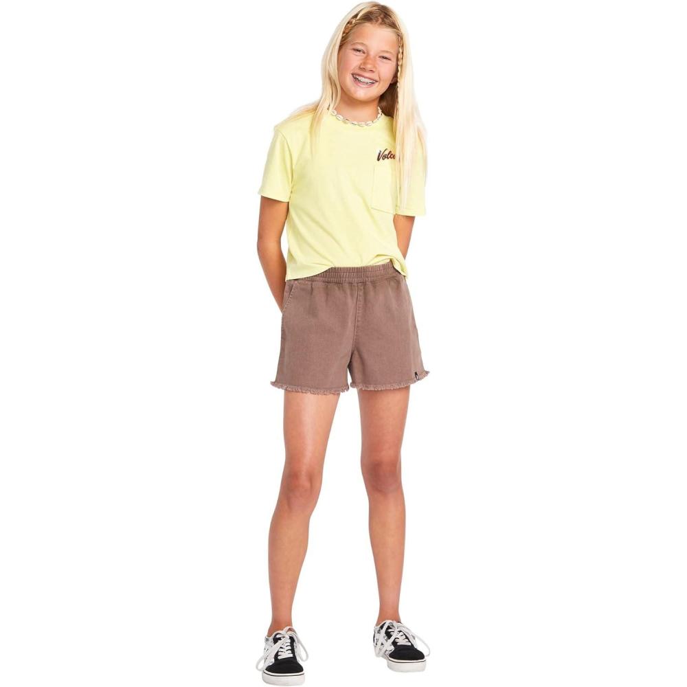image:imageVolcom Girls Strutin Stone Elastic Waist Cut Off ShortSlate Grey