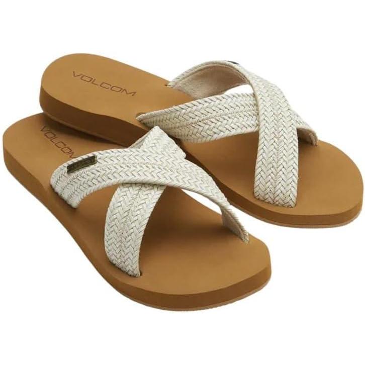 image:imageVolcom Womens Double Cross Braded Strap Slide SandalCream