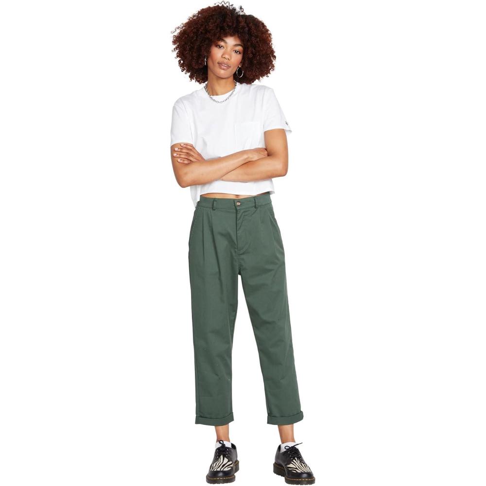 image:imageVolcom Womens Frochickie Trouser Slim Fit Chino PantDark Pine