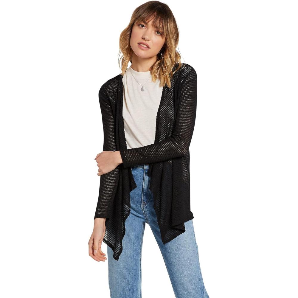 image:imageVolcom Womens Go Go Wrap Open Front Cardigan Sweater Regular amp Plus SizeBlk