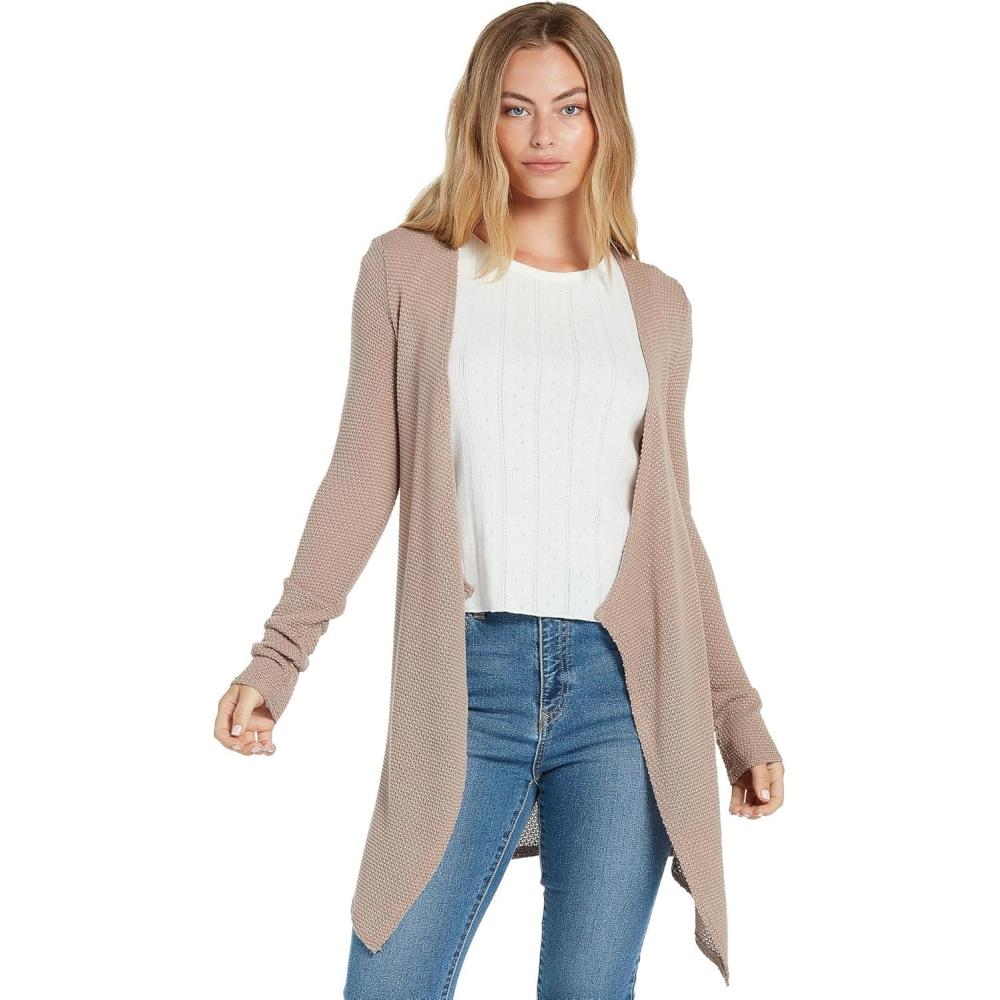 image:imageVolcom Womens Go Go Wrap Open Front Cardigan Sweater Regular amp Plus SizeStone