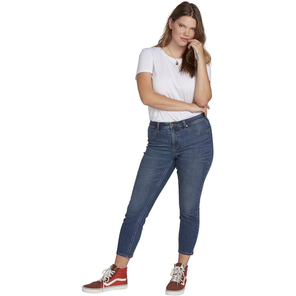 image:imageVolcom Womens Liberator Legging Fit Denim Jean Pants Regular amp Plus SizeIndigo Ridge Wash
