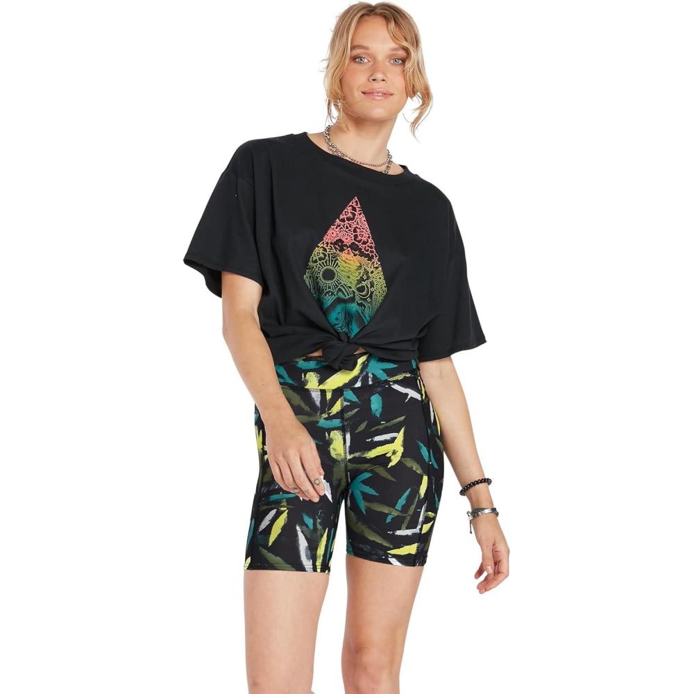 image:imageVolcom Womens Lived In Lounge Bike ShortsMulti Leaf
