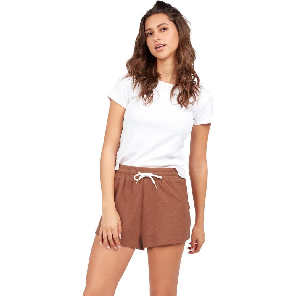 image:imageVolcom Womens Lived In Lounge Fleece Sweat Shorts Regular amp Plus SizeDark Clay