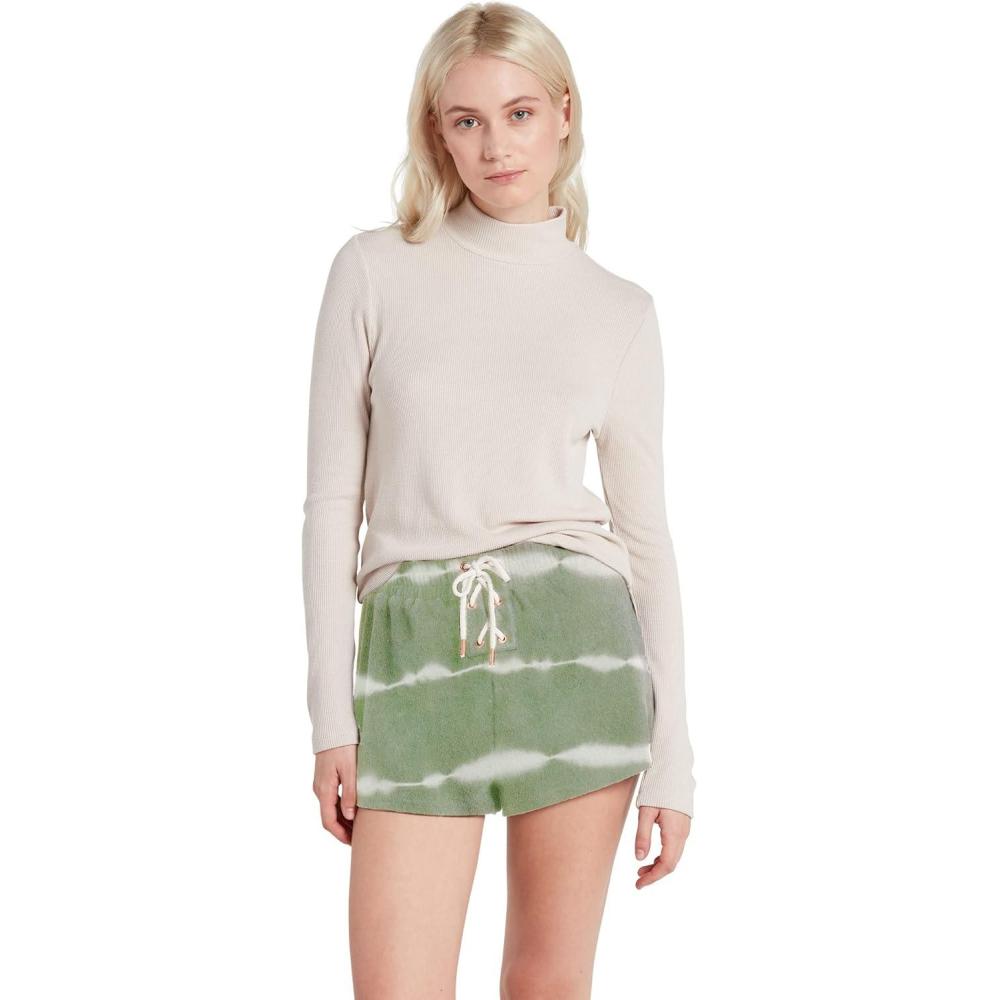 image:imageVolcom Womens Lived In Lounge Fleece Sweat Shorts Regular amp Plus SizeLight Army