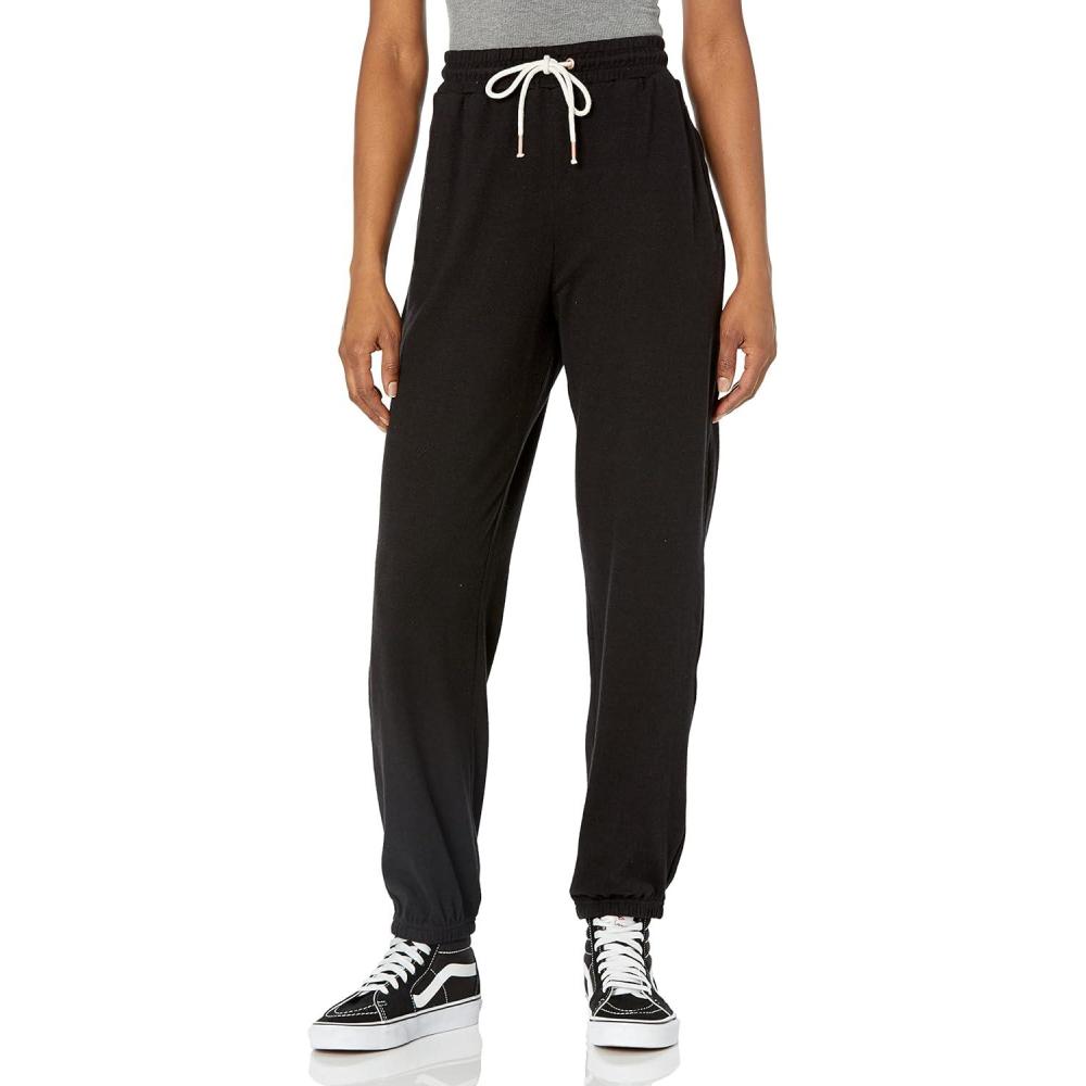 image:imageVolcom Womens Lived In Lounge Fleece Sweatpants Regular amp Plus SizeBlack White 1