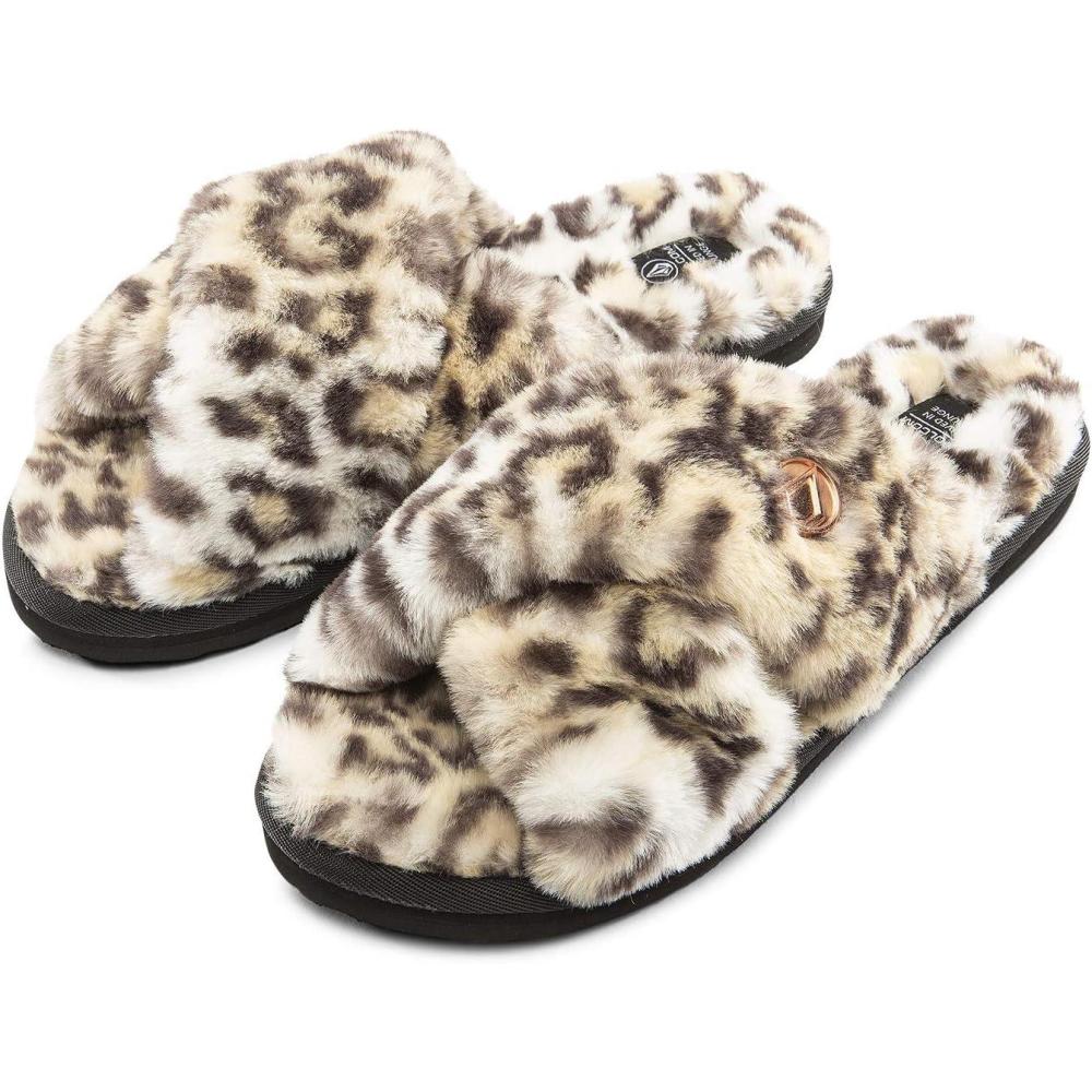 image:imageVolcom Womens Lived in Lounge Faux Fur Slide SandalCheetah