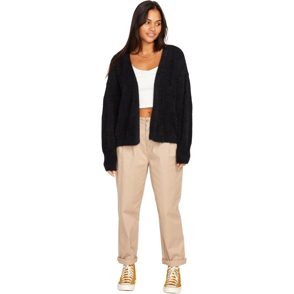 image:imageVolcom Womens Lived in Lounge Open Front Throw SweaterBlack