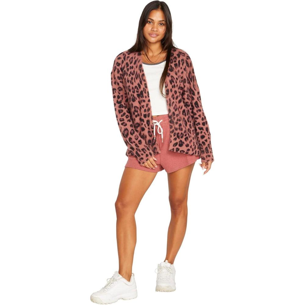 image:imageVolcom Womens Lived in Lounge Open Front Throw SweaterLeopard