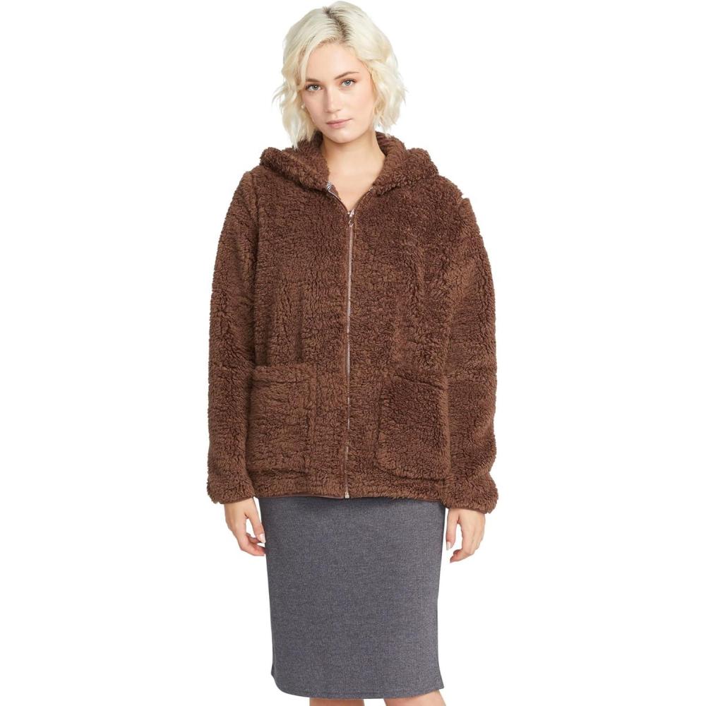 image:imageVolcom Womens Lived in Lounge Phuz Up Sherpa Zip Fleece JacketChocolate