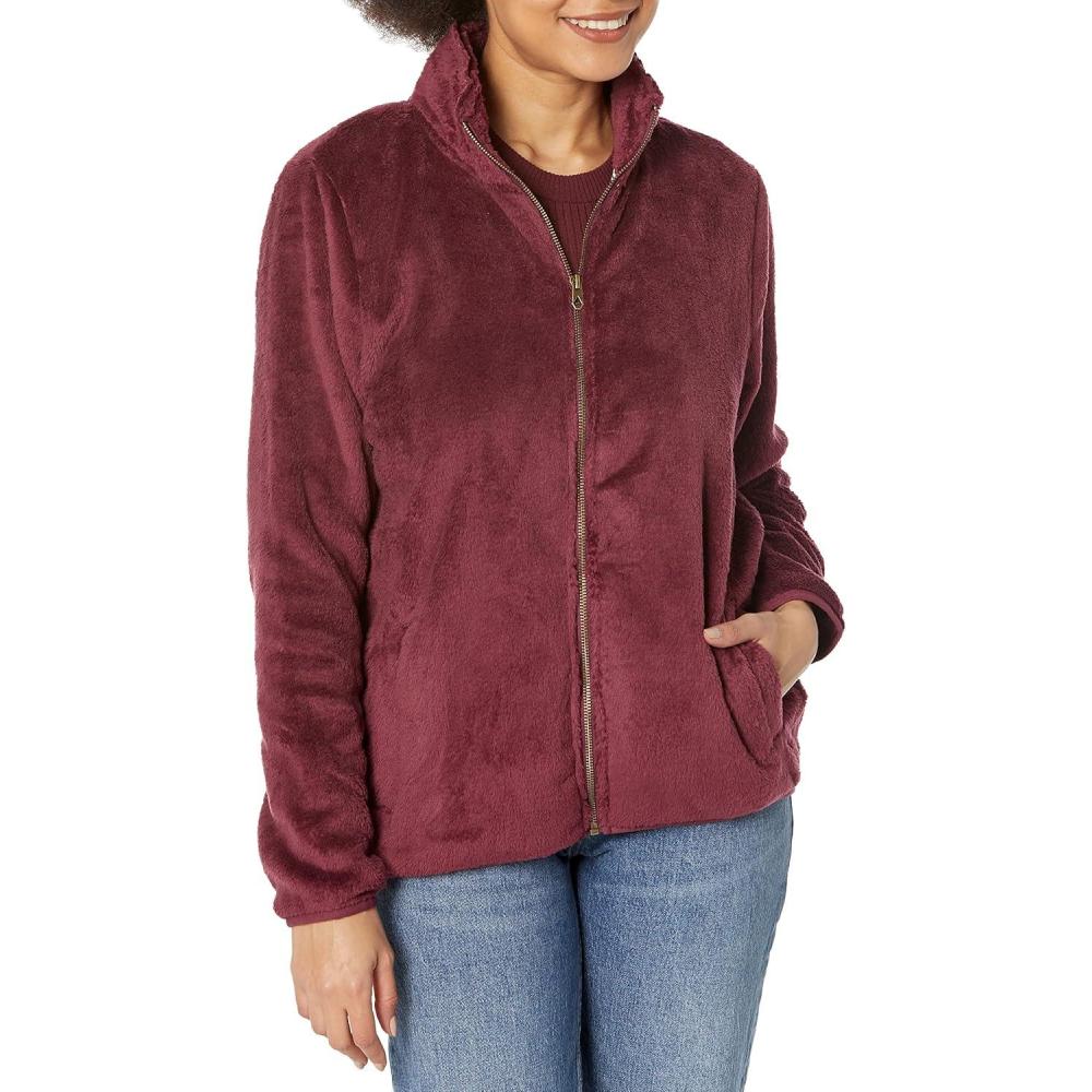 image:imageVolcom Womens Pheelin Phuzzy Sherpa Crew Zip Fleece SweatshirtBurgundy