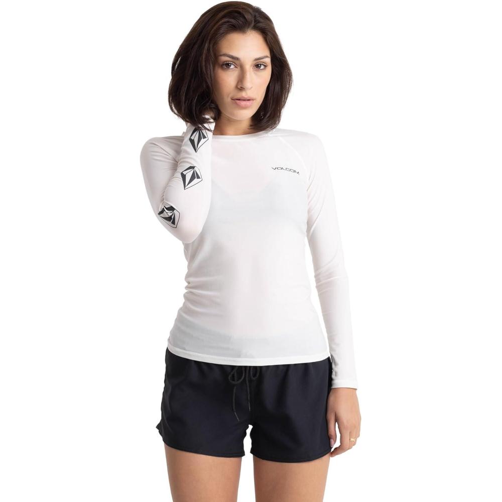 image:imageVolcom Womens Simply Core Long Sleeve Rashguard UPF 50Star White Tide
