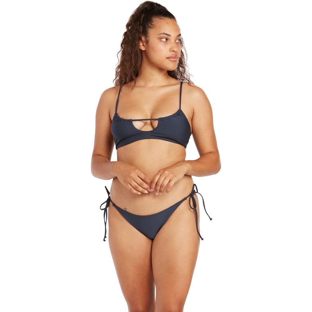 image:imageVolcom Womens Simply Seamless Scoop Neck Swimsuit Bikini Top Regular amp Plus SizesMidnight Blue
