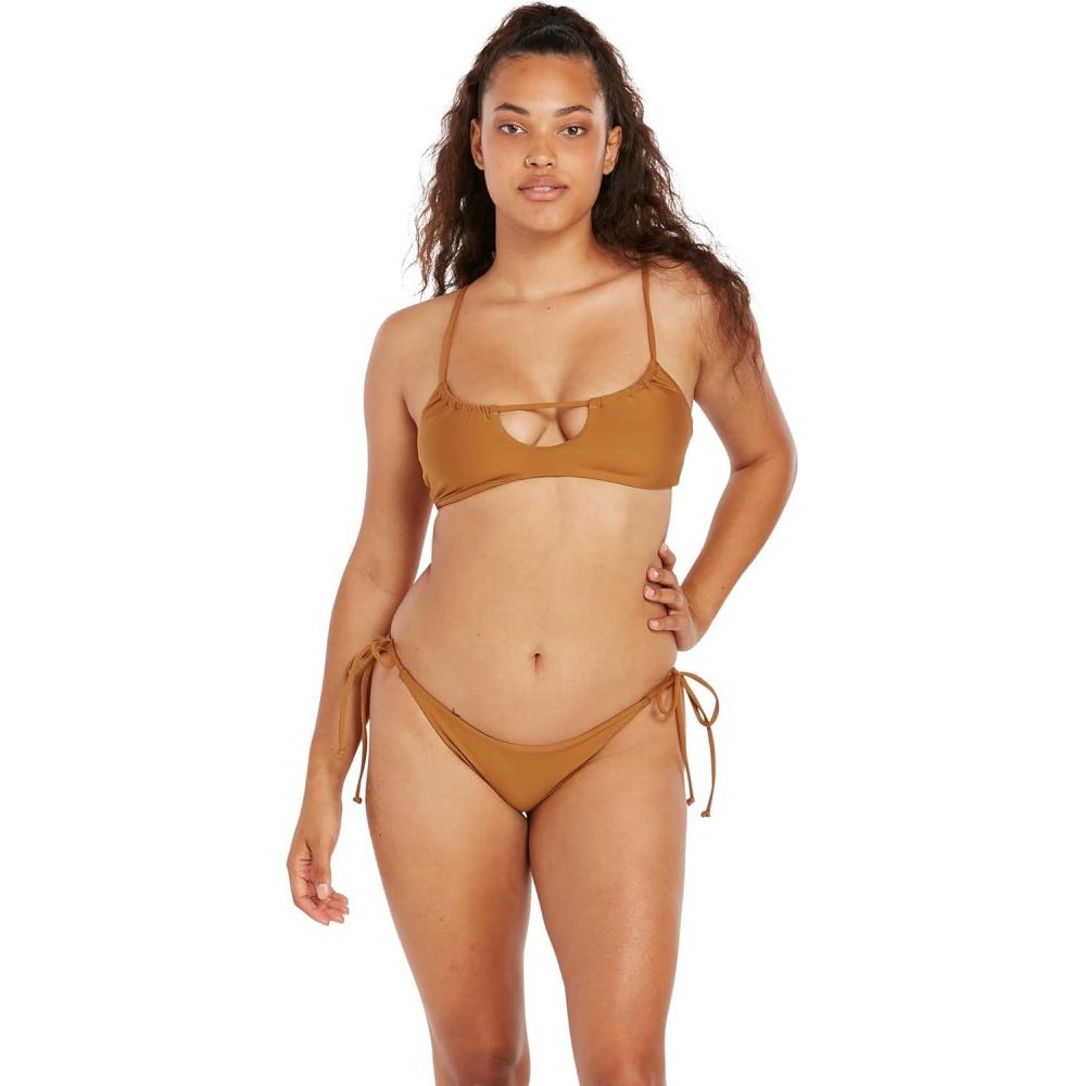 image:imageVolcom Womens Simply Seamless Skimpy Tie Side Swimsuit Bikini BottomBronze