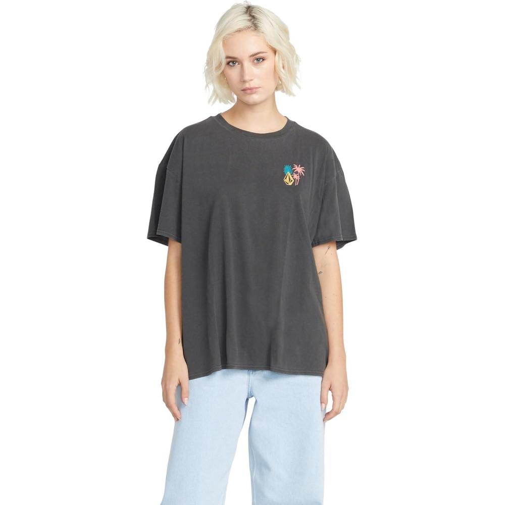 image:imageVolcom Womens Stones Throw Short Sleeve Boyfriend Tee Organic Cotton Jersey TShirtBlack