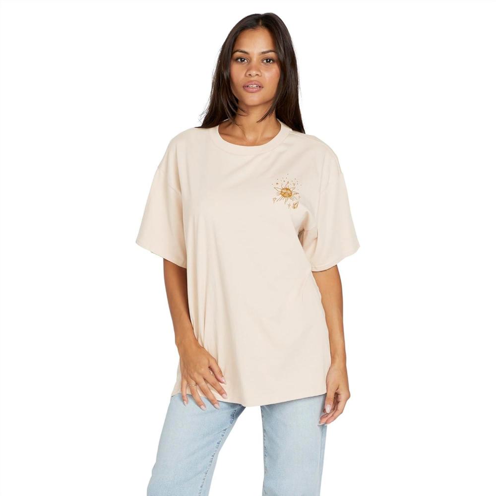 image:imageVolcom Womens Stones Throw Short Sleeve Boyfriend Tee Organic Cotton Jersey TShirtDusty Rose
