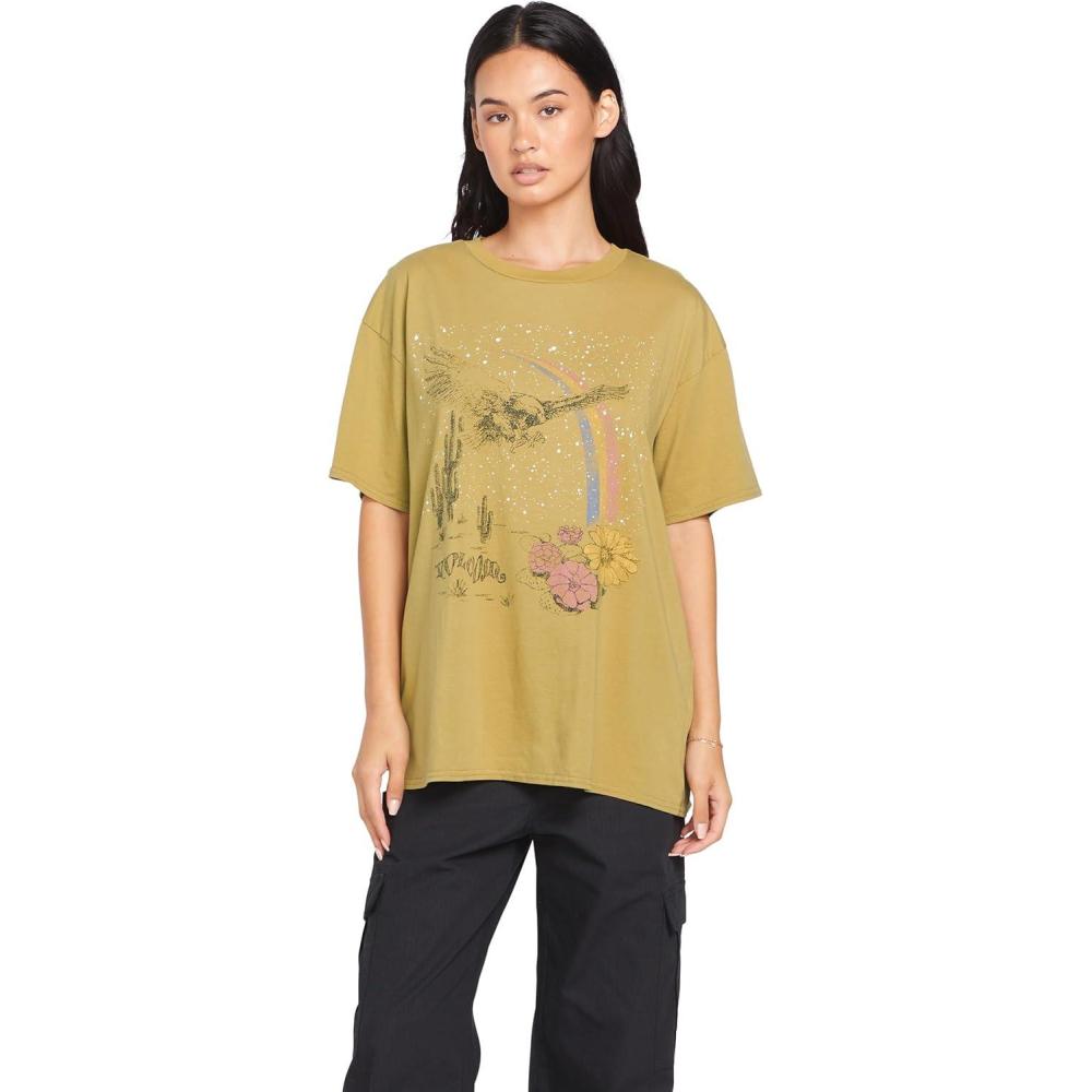 image:imageVolcom Womens Stones Throw Short Sleeve Boyfriend Tee Organic Cotton Jersey TShirtSeaweed Green