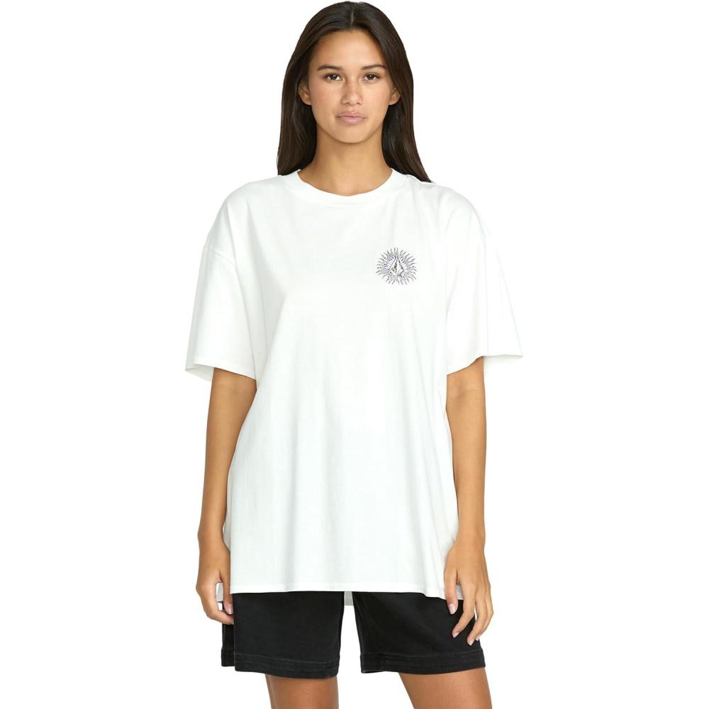 image:imageVolcom Womens Stones Throw Short Sleeve Boyfriend Tee Organic Cotton Jersey TShirtStar White White
