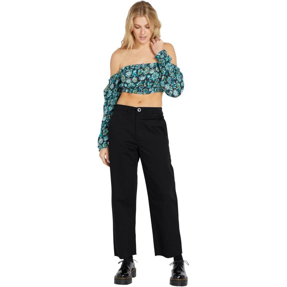 image:imageVolcom Womens Thisthatthem Skate Relaxed Fit Chino PantBlack