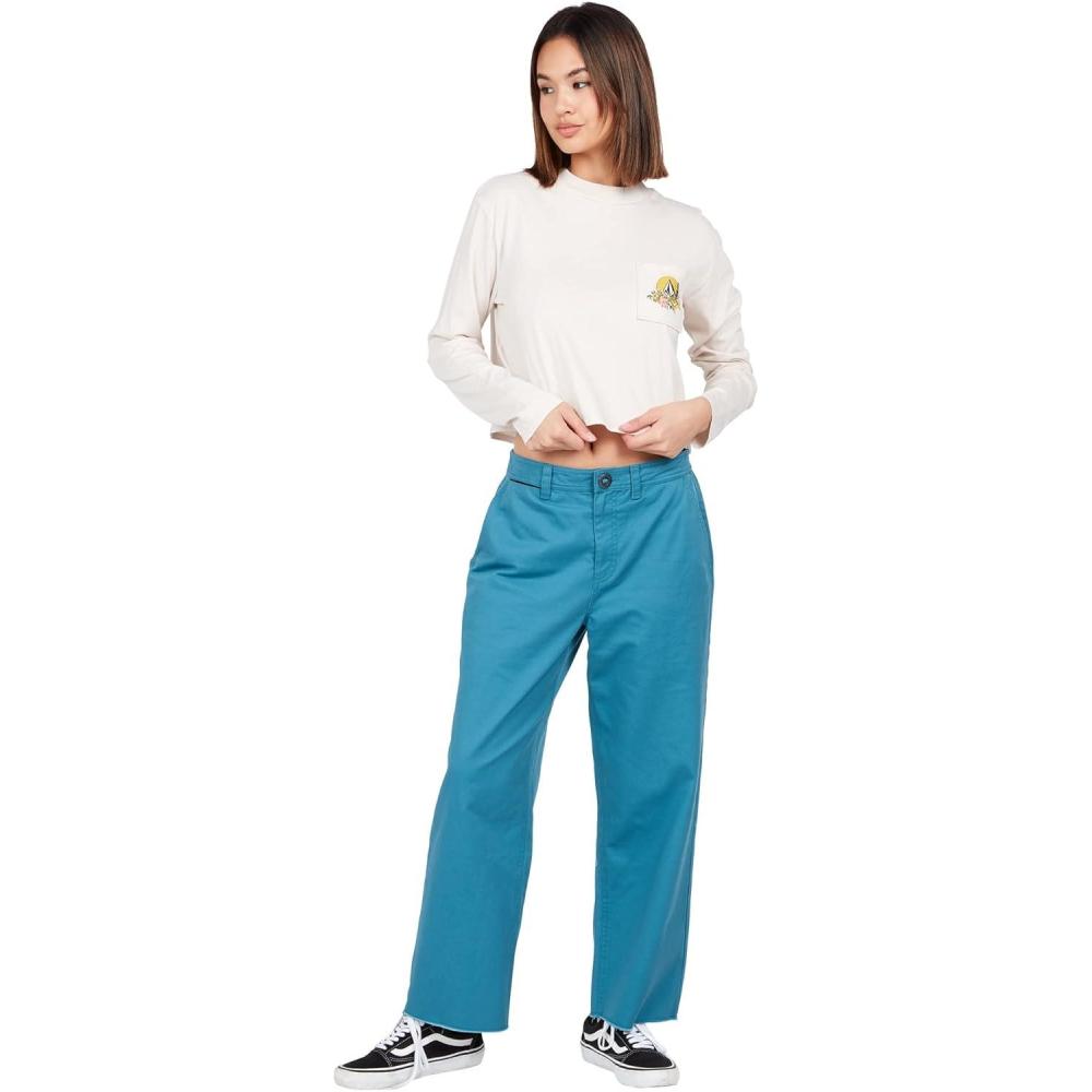 image:imageVolcom Womens Thisthatthem Skate Relaxed Fit Chino PantHarbor Blue