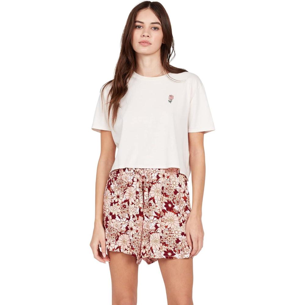 image:imageVolcom Womens Volcay Day Loose Fit Elastic Waist ShortDark Clay