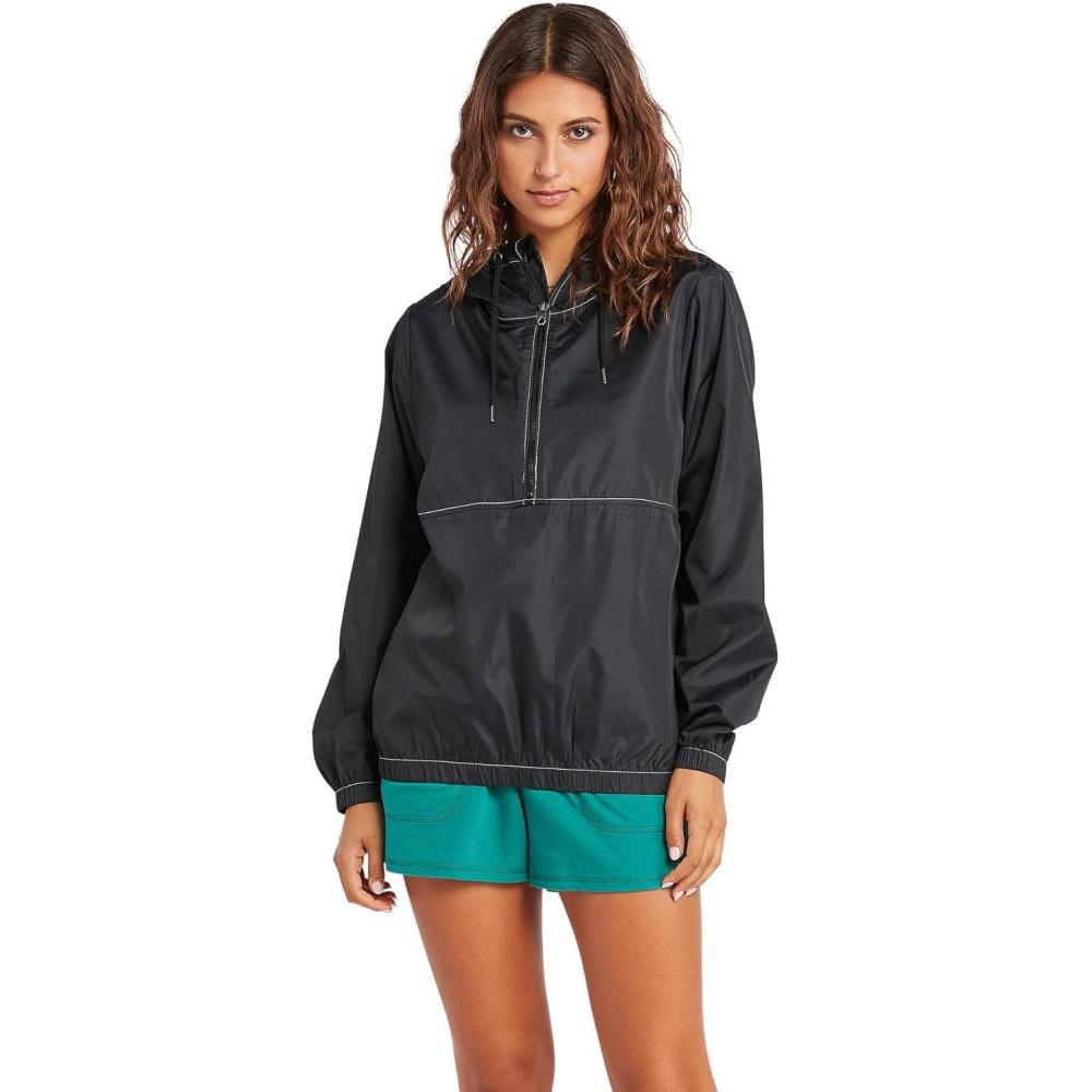 image:imageVolcom Womens Wind Stoned Lightweight Quarter Zip Windbreaker JacketBlack