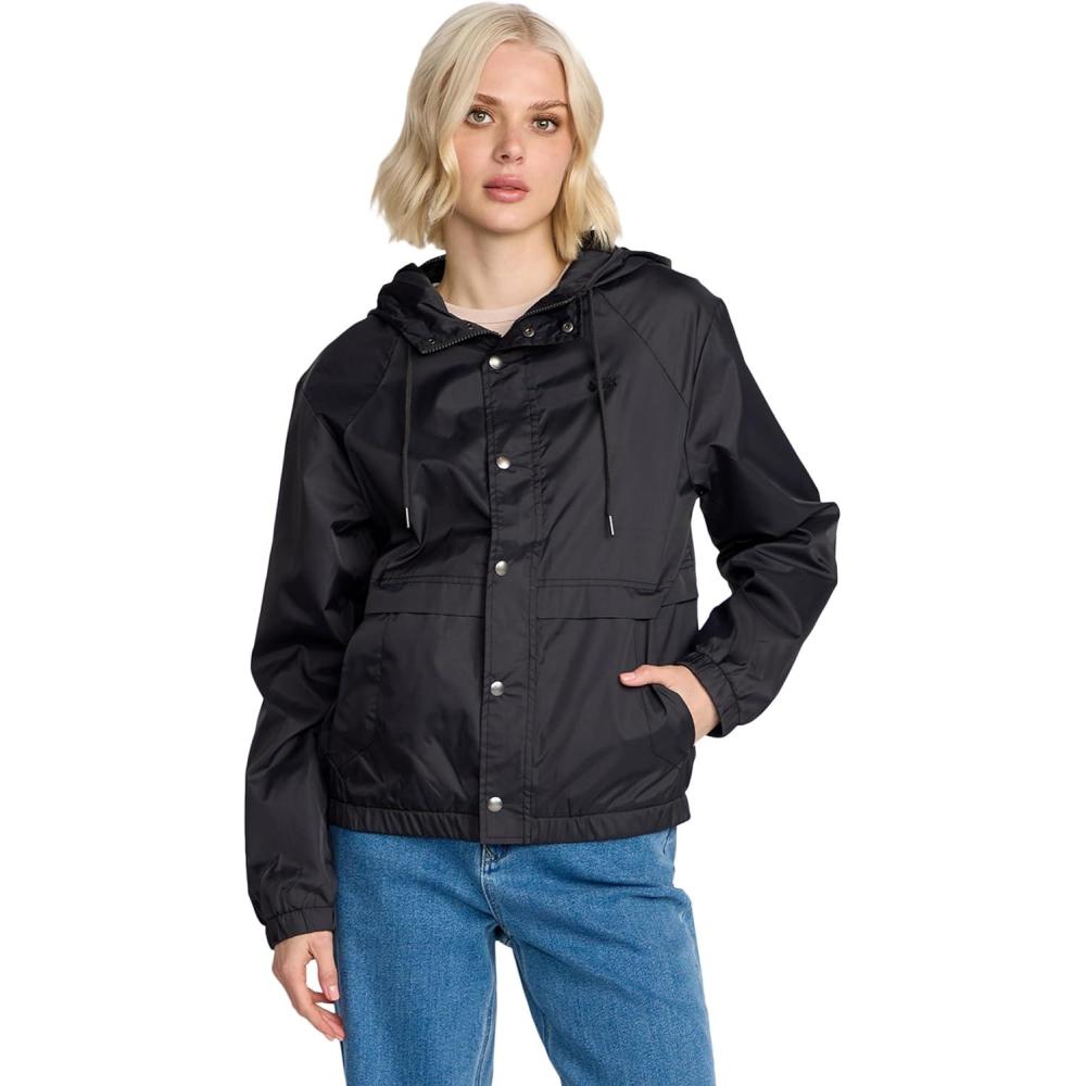 image:imageVolcom Womens Wind Stoned Lightweight Quarter Zip Windbreaker JacketVintage Black