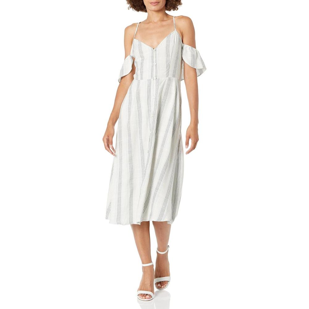 image:imageVolcom Womens Womens Winding Roads Midi Length Cami DressWhite Combo