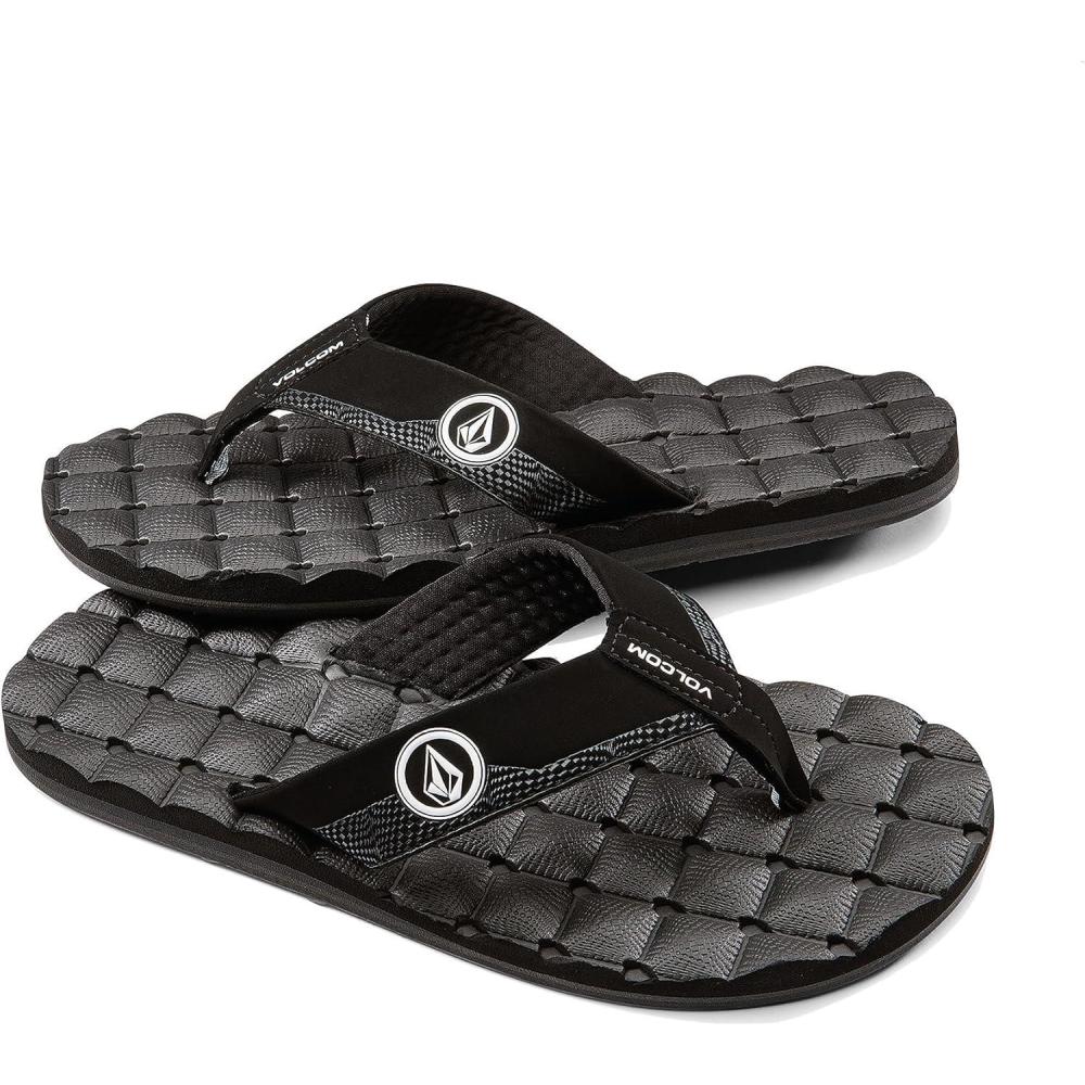image:imageVolcom boys Recliner Big Youth Flip Flop SandalBlack Whitenew