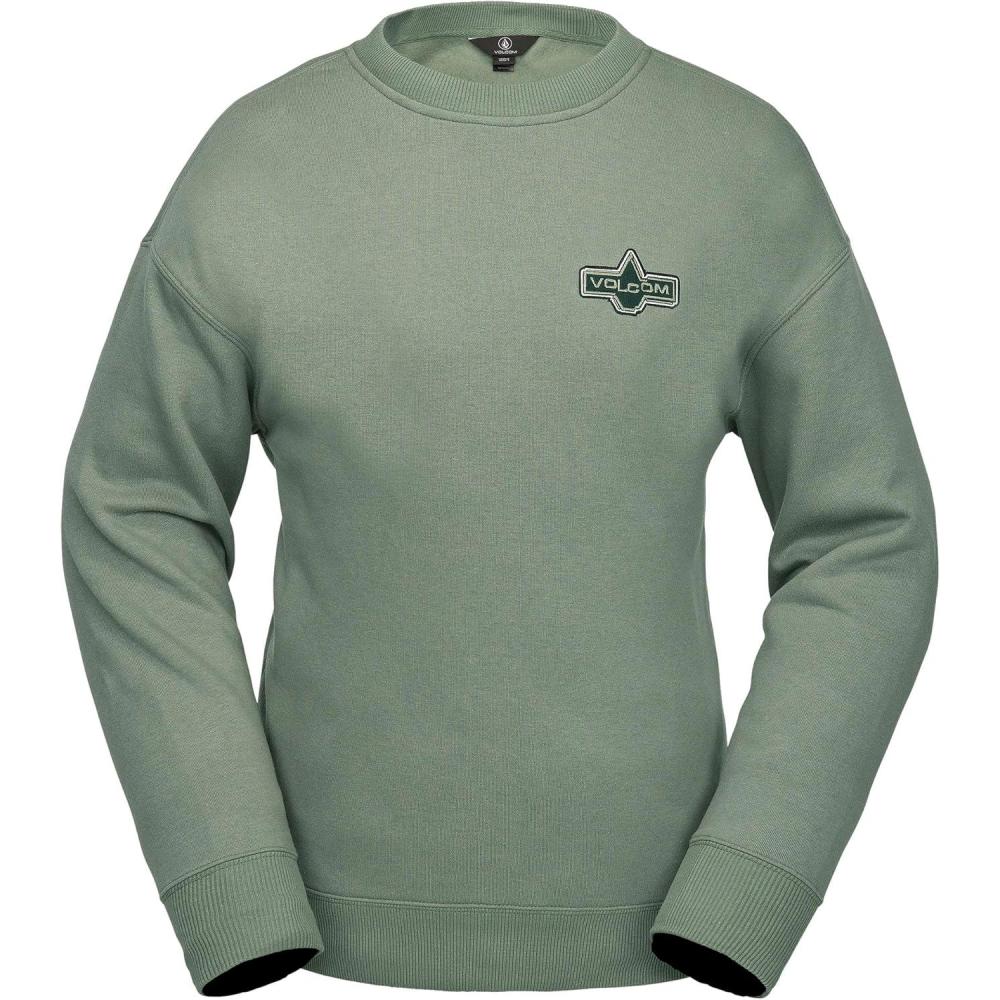 image:imageVolcom womens Essential Crew Fleece Snowboard Winter SweatshirtLichen Green S5