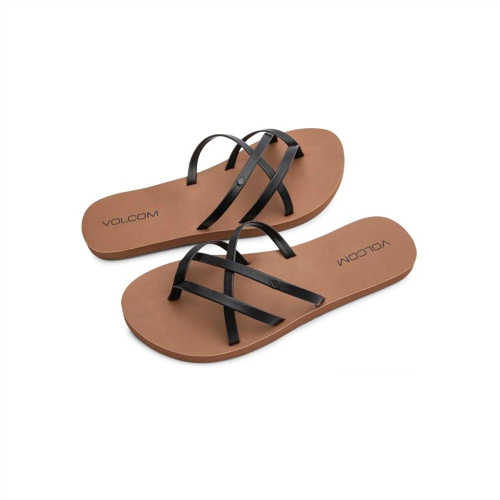 image:imageVolcom womens New School Strappy Flip Flop Sandal Flat Slide With Comfort Foam FootbedNew Black