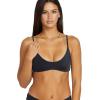 Volcom Womens Crop Bikini Top – Seamless Swim Top with Cropped Fit, Adjustable Straps, and Removable Cups(Black-wht)