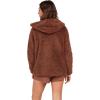 Volcom Women’s Lived in Lounge Phuz Up Sherpa Zip Fleece Jacket(Dark Clay)
