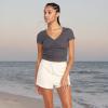 Volcom Women’s Lived in Lounge Rib Short Sleeve V Neck Top(Black)