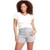Volcom Women’s Lived in Lounge Rib Short Sleeve V Neck Top(Star White)