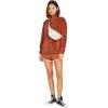 Volcom Women’s Pheelin Phuzzy Sherpa Crew Zip Fleece Sweatshirt(Dark Clay)