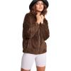 Volcom Women’s Pheelin Phuzzy Sherpa Crew Zip Fleece Sweatshirt(Espresso)