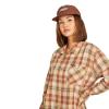 Volcom Womens Plaid to Meet U Long Sleeve Flannel Shirt(Dark Clay)