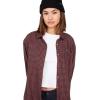 Volcom Womens Plaid to Meet U Long Sleeve Flannel Shirt(Midnight Blue)