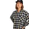 Volcom Womens Plaid to Meet U Long Sleeve Flannel Shirt(Multi)
