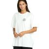 Volcom Womens Stones Throw Short Sleeve Boyfriend Tee – Organic Cotton Jersey T-Shirt(Star White White)