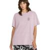 Volcom Womens Stones Throw Short Sleeve Boyfriend Tee – Organic Cotton Jersey T-Shirt(Violet Ice)