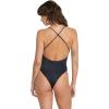 Volcom Womens Strappy One-Piece Swimsuit – Convertible Adjustable Straps, Eco-True Greenlon Fabric with Logo Badge(Black Crossback)