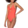 Volcom Womens Strappy One-Piece Swimsuit – Convertible Adjustable Straps, Eco-True Greenlon Fabric with Logo Badge(Pistol Punch)