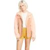 Volcom womens Enemy Stone Hooded Zip Front Windbreaker Jacket (Regular & Plus Size)(Coral)